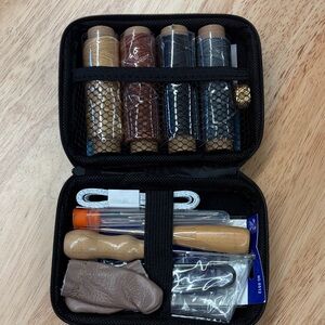 Leather Sewing Kit with Blue Case